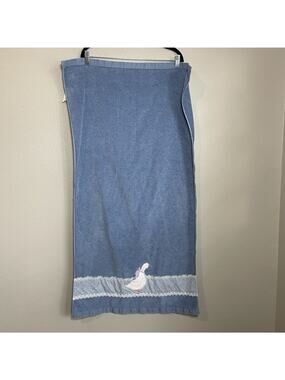 Saturday Knight Ltd Goose Bath Towel Lace Embroidery Blue Cottagecore